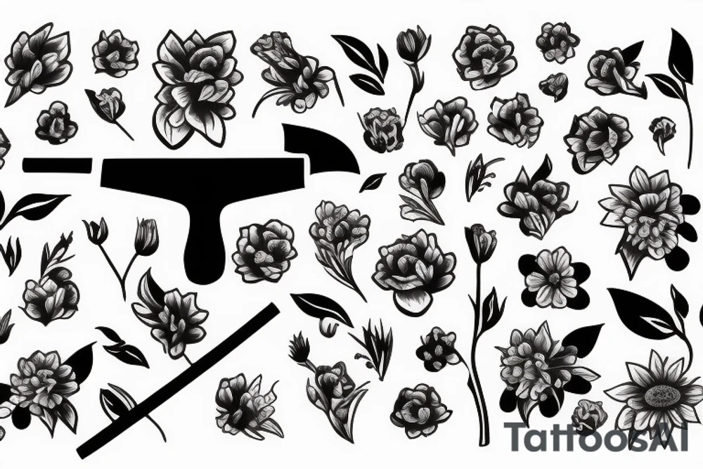 Katana with flowers tattoo idea