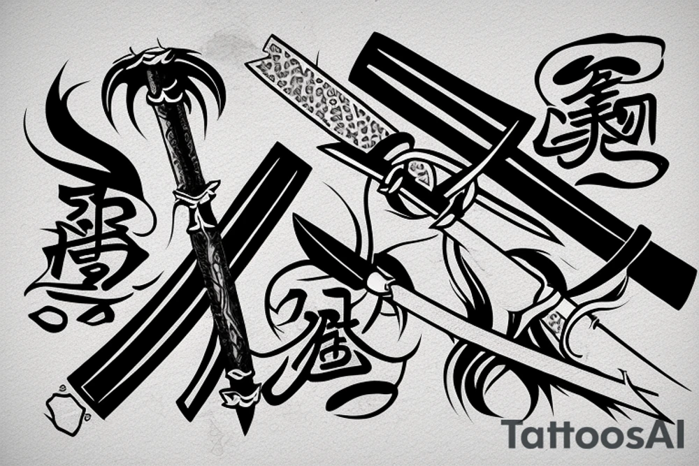 Katana sword , sakura tattoo idea