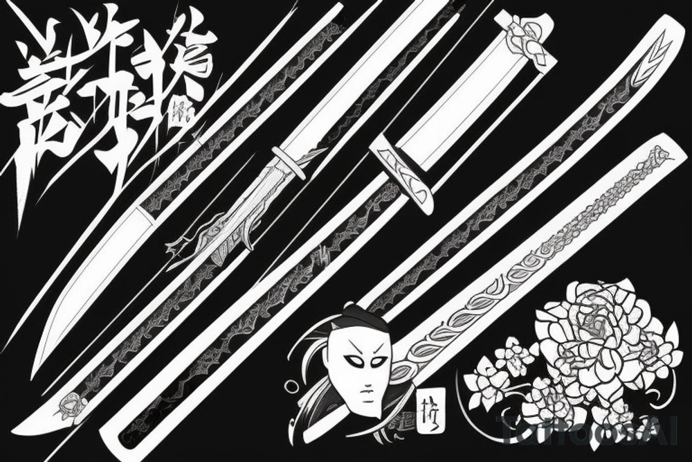 Katana sword , sakura tattoo idea