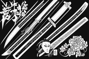 Katana sword , sakura tattoo idea