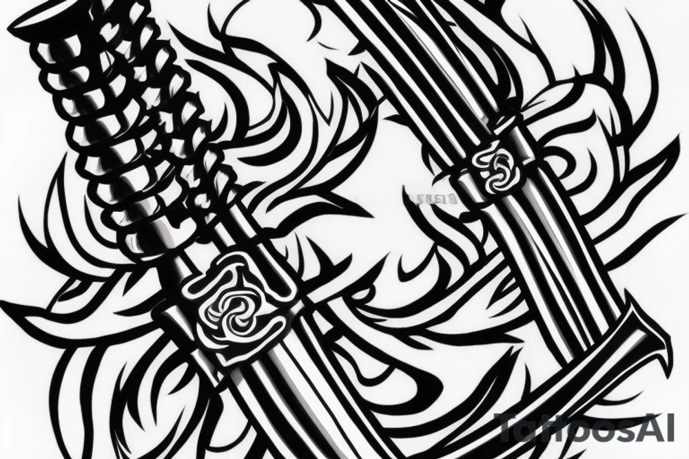 Katana sword , sakura tattoo idea