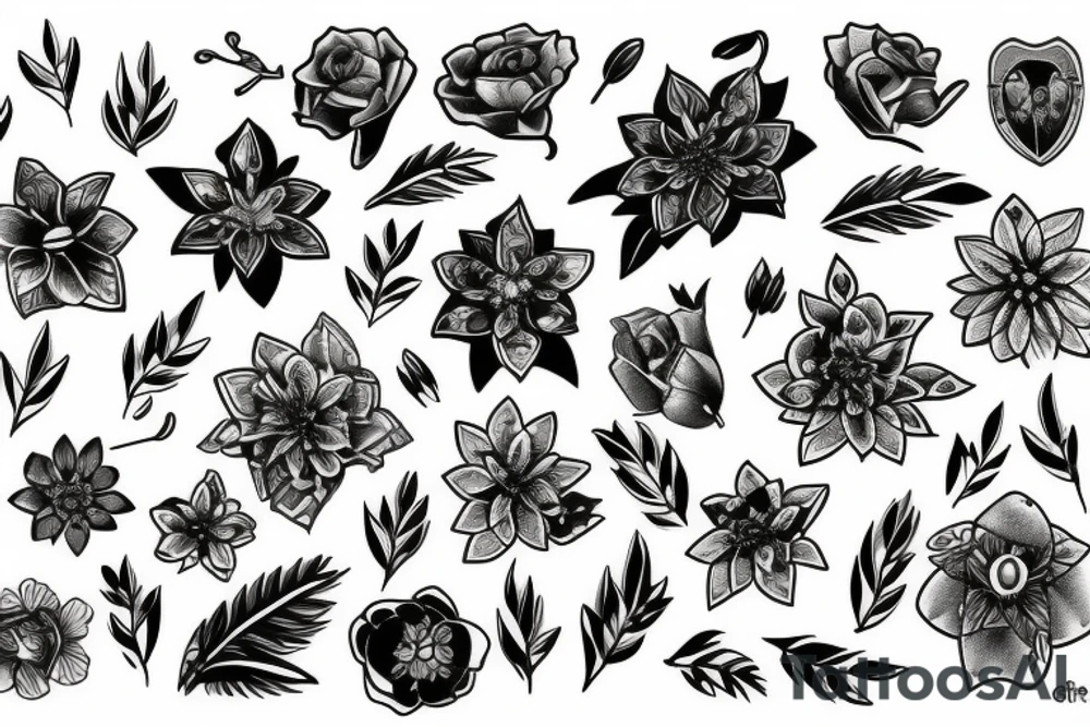Crystal flowers tattoo idea