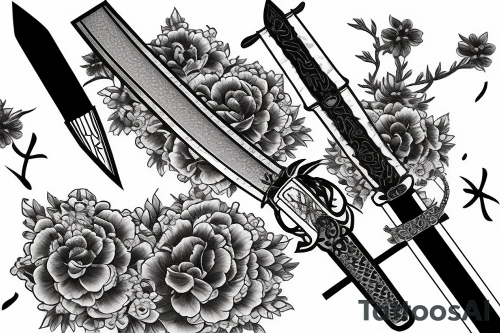 Katana sword , sakura tattoo idea