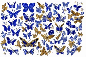Blue white break kintsugi ming vase butterfly gold leafing tattoo idea