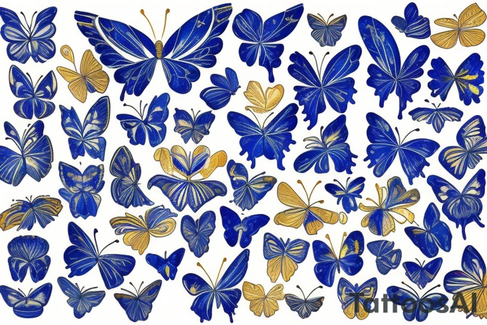 Blue white break kintsugi ming vase butterfly gold leafing tattoo idea