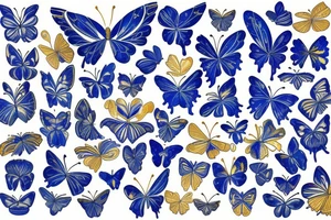 Blue white break kintsugi ming vase butterfly gold leafing tattoo idea