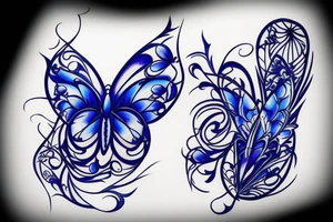 Butterfly made of ming vase blue white gold leaf put back together tattoo idea