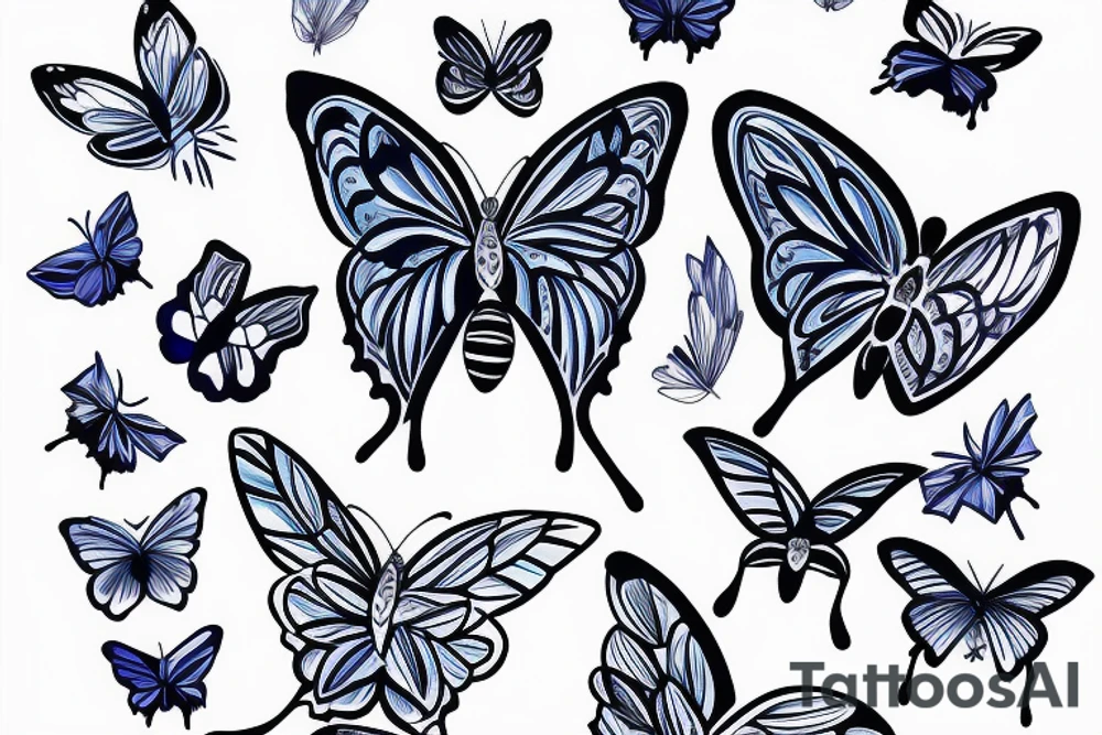 Butterfly made of ming vase blue white gold leaf put back together tattoo idea
