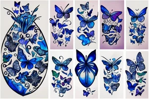 ming vase butterfly blue white gold leaf put back together tattoo idea