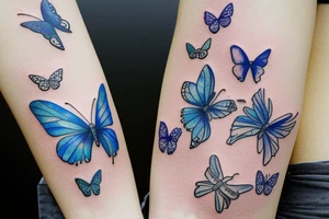 butterfly blue white gold leaf broken pottery tattoo idea