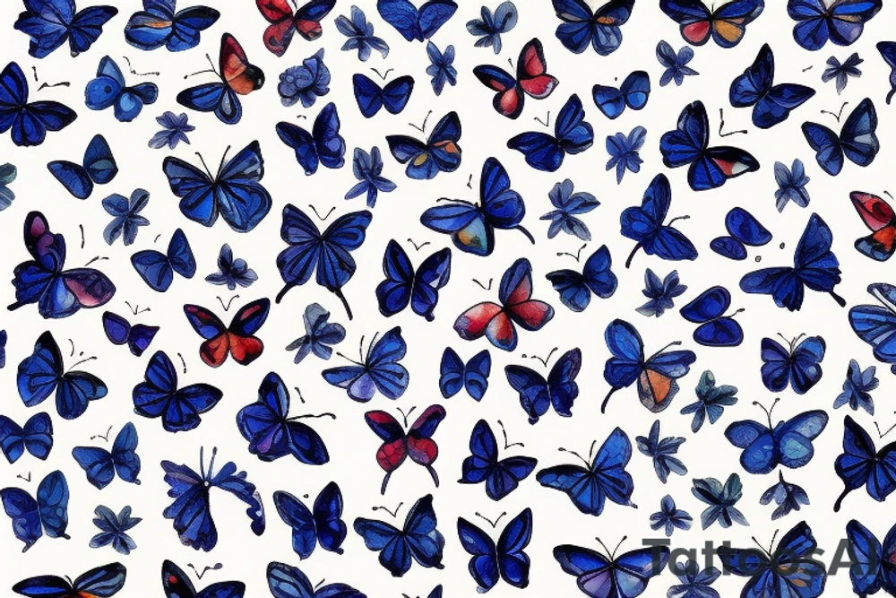 butterfly blue white gold leaf broken pottery tattoo idea