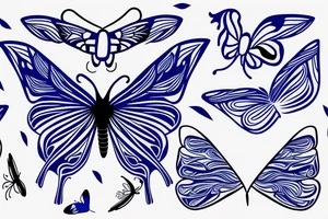 Butterfly that looks like a ming vase kintsugi blue white tattoo idea