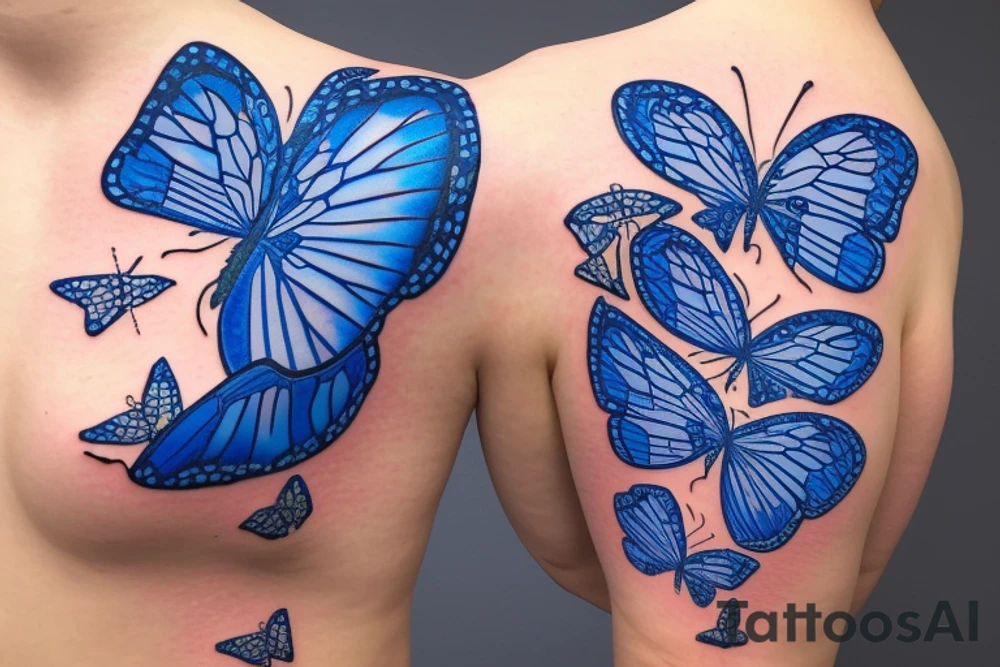 Butterfly that looks like a ming vase kintsugi blue white tattoo idea