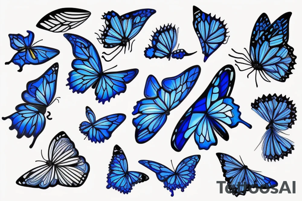 Butterfly that looks like a ming vase kintsugi blue white tattoo idea