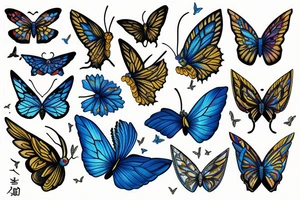 Butterfly broken wing japanse ming vase mended sith gold leaf blue white tattoo idea