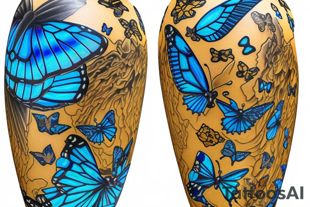 Butterfly broken wing japanse ming vase mended sith gold leaf blue white tattoo idea