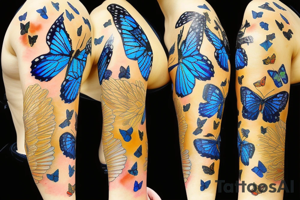 Butterfly broken wing japanse ming vase  mended gold leaf blue white tattoo idea