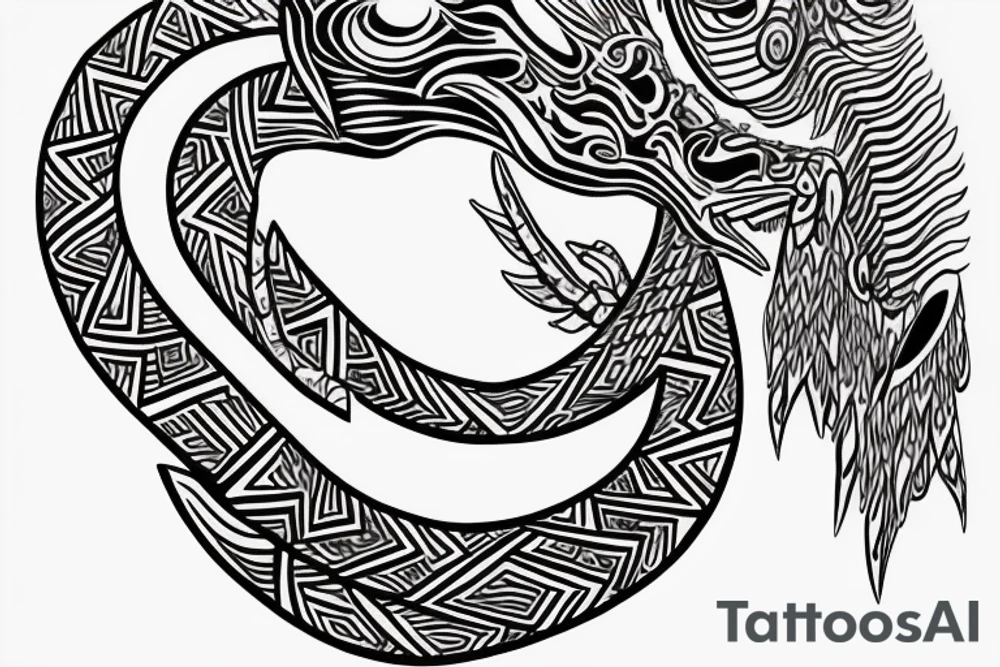 Aztec style Quetzalcoatl sleeve tattoo idea