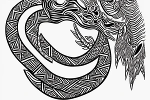 Aztec style Quetzalcoatl sleeve tattoo idea