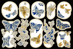 Kintsugi butterfly gold white blue japanese tattoo idea
