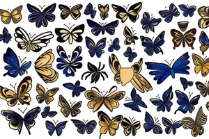 Kintsugi butterfly gold white blue japanese tattoo idea