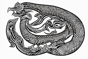 Aztec style Quetzalcoatl sleeve tattoo idea