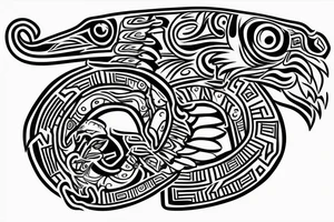 Aztec style Quetzalcoatl sleeve tattoo idea