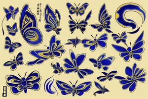Kintsugi butterfly gold white blue japanese ming tattoo idea