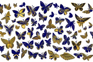Kintsugi butterfly gold white and  blue wings  japanese ming tattoo idea