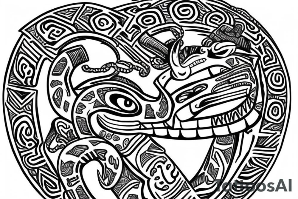 Aztec serpent god tattoo idea