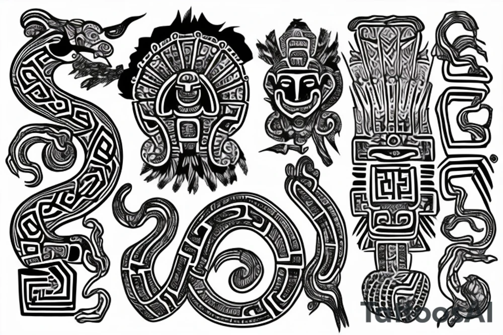 Aztec serpent god tattoo idea