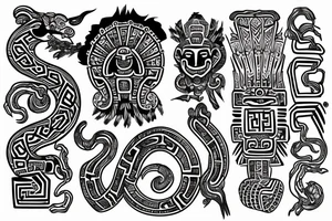 Aztec serpent god tattoo idea