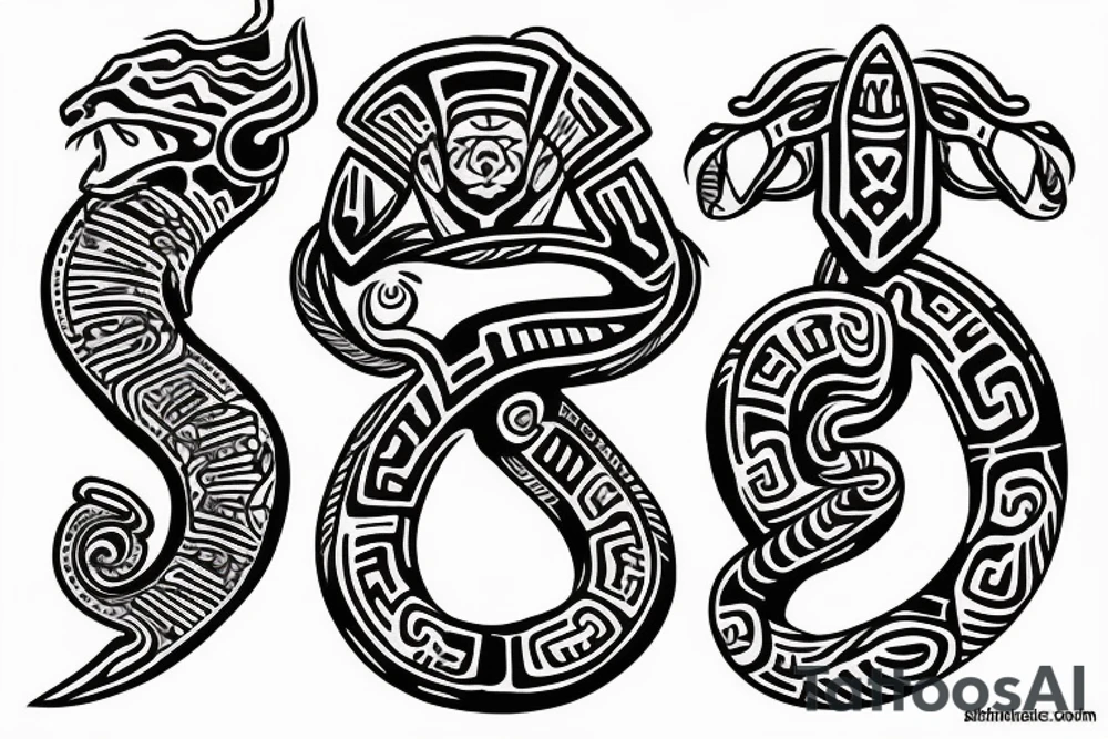 Aztec serpent god tattoo idea