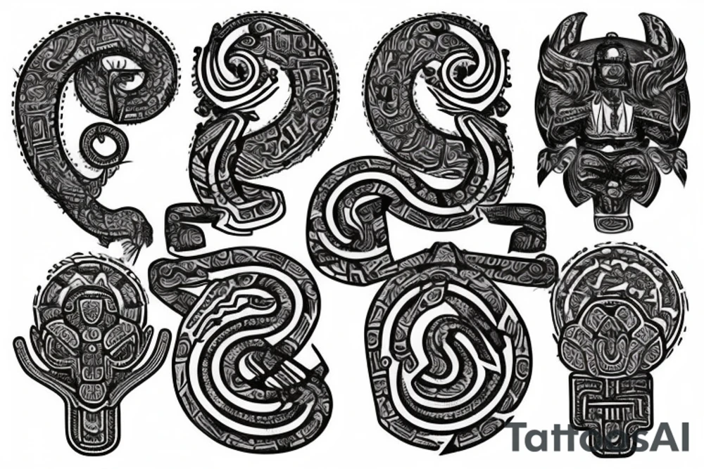 Aztec serpent god tattoo idea