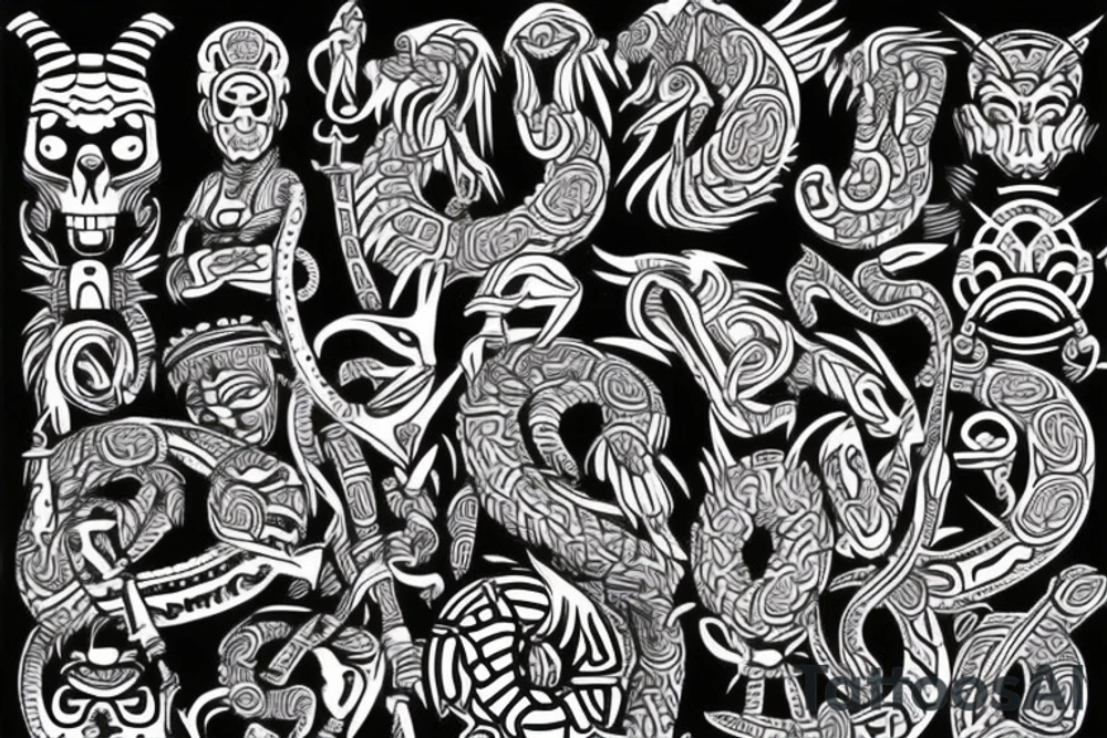 Aztec serpent god tattoo idea