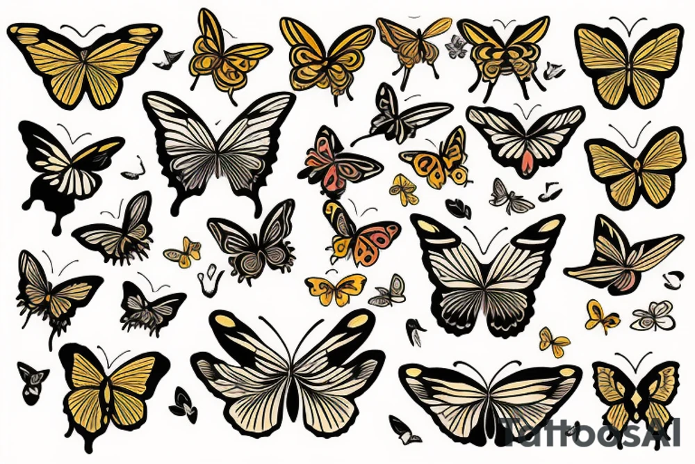 Ming vase butterfly gold tattoo idea