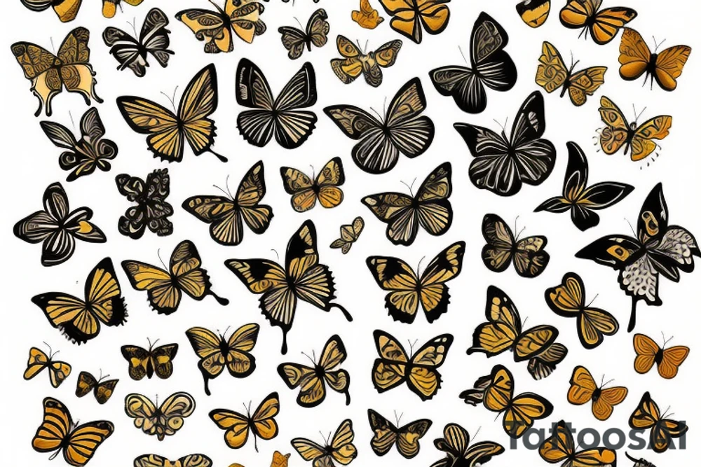 Ming vase butterfly gold tattoo idea