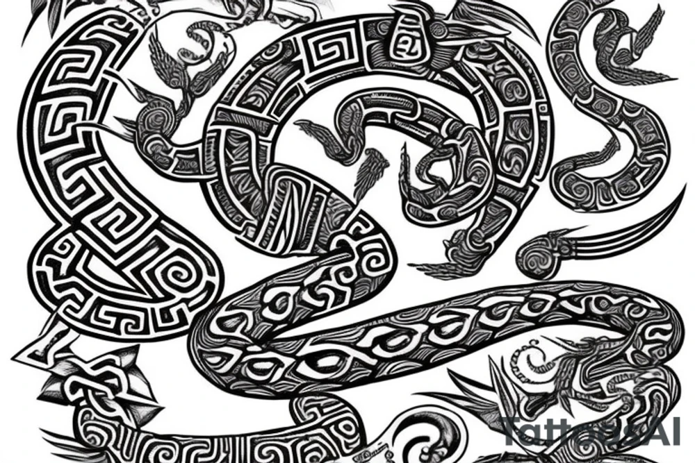 Aztec serpent god tattoo idea