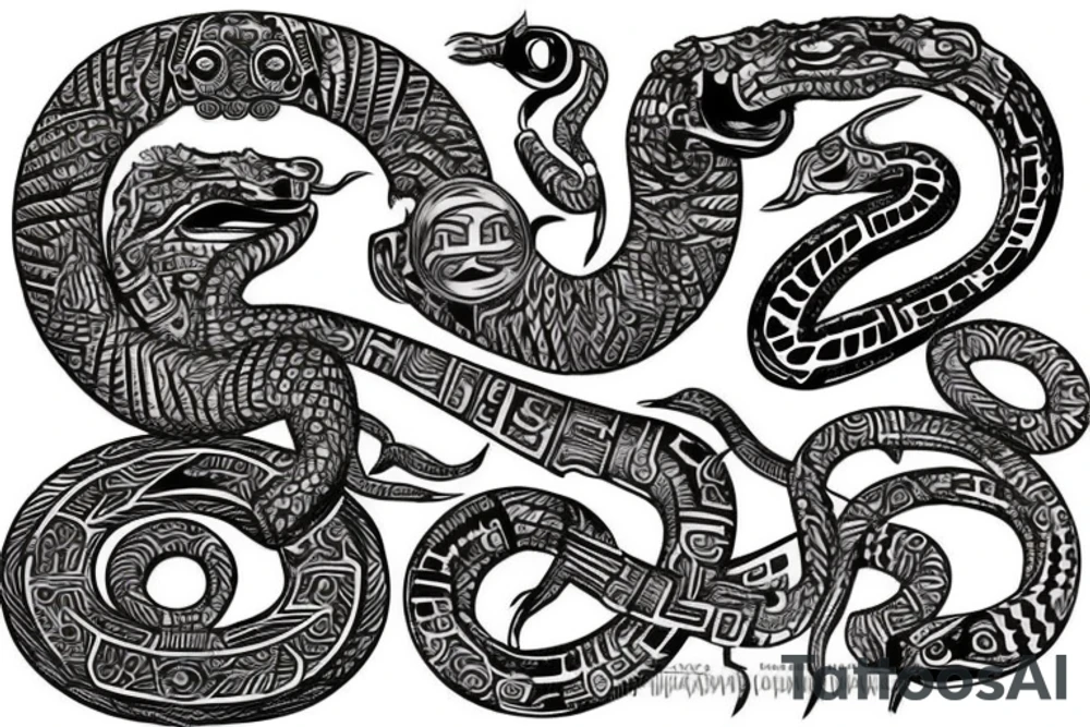 Aztec serpent god tattoo idea