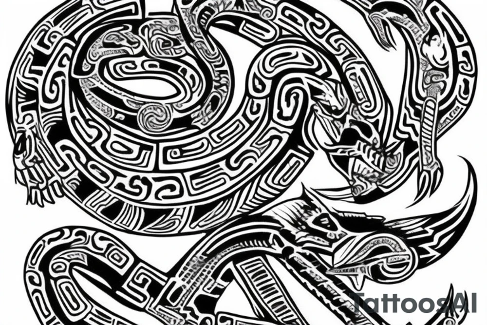 Aztec serpent god tattoo idea