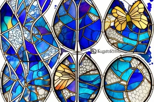 Broken butterfly stained glass blue gold kintsugi tattoo idea