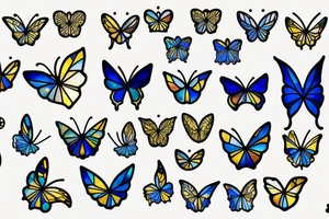 Broken butterfly stained glass blue gold kintsugi tattoo idea