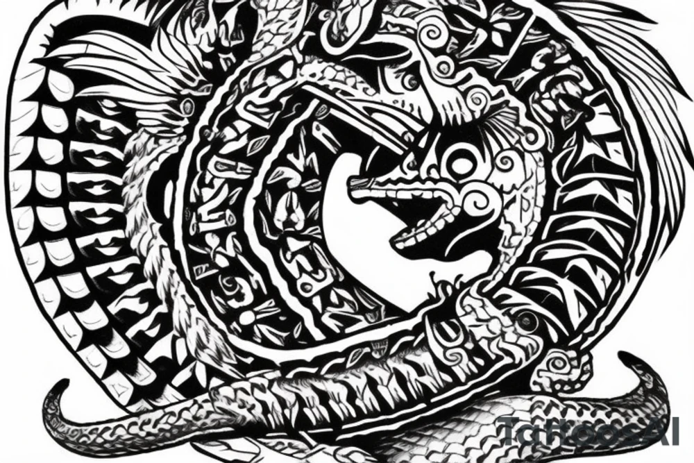 Quetzalcoatl aztec style tattoo idea