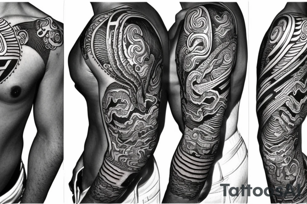 Quetzalcoatl aztec style sleeve tattoo idea