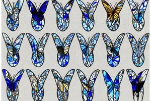 Broken butterfly stained glass blue white gold kintsugi tattoo idea