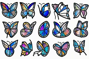 Broken butterfly stained glass blue white gold kintsugi tattoo idea