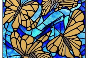Broken butterfly stained glass blue white gold kintsugi tattoo idea