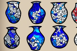 Broken butterfly stained glass blue white gold kintsugi ming vase tattoo idea