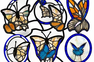 Broken butterfly stained glass blue white gold kintsugi ming vase tattoo idea