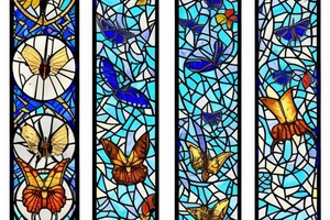 Broken butterfly stained glass blue white gold kintsugi ming vase tattoo idea